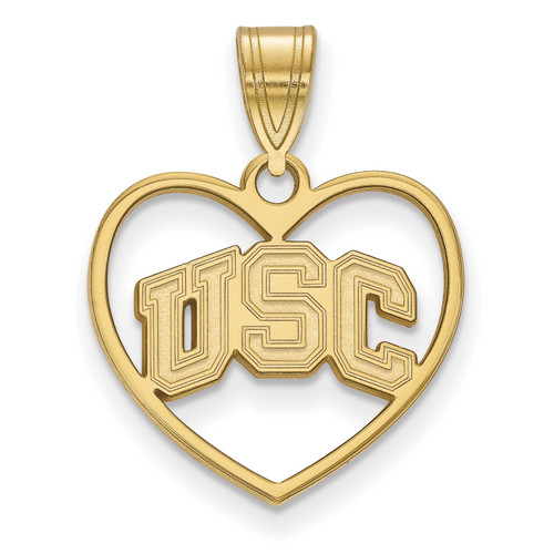 USC Trojans Sterling Silver Gold Plated Heart Pendant