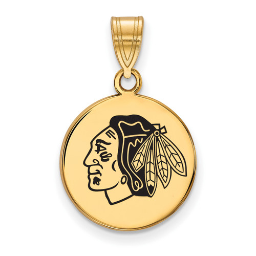 Chicago Blackhawks Logo Art Sterling Silver Gold Plated Medium Pendant