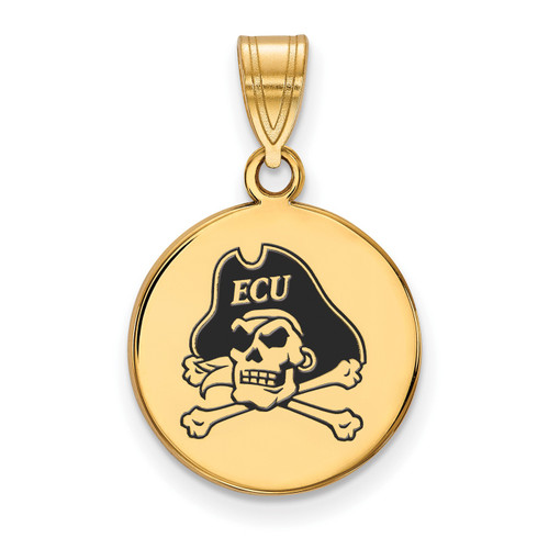 East Carolina Pirates Logo Art Sterling Silver Gold Plated Med Pendant