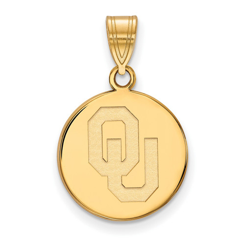 Oklahoma Sooners Silver Gold Plated Medium Disc Pendant
