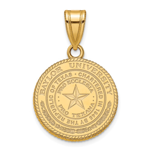 Baylor Bears Logo Art Sterling Silver Gold Plated Medium Pendant