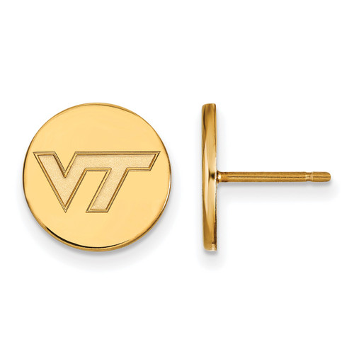 Virginia Tech Hokies Sterling Silver Gold Plated Small Disc Earrings