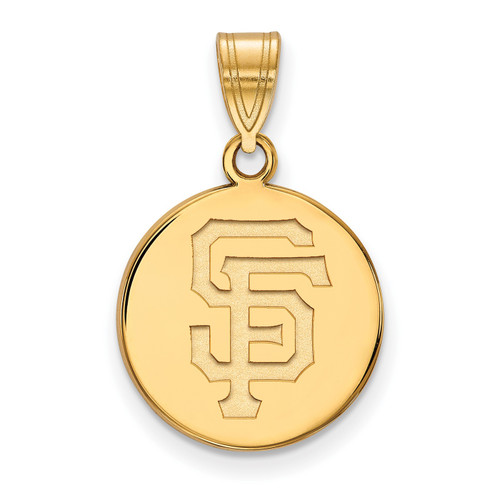 San Francisco Giants Sterling Silver Gold Plated Medium Disc Pendant