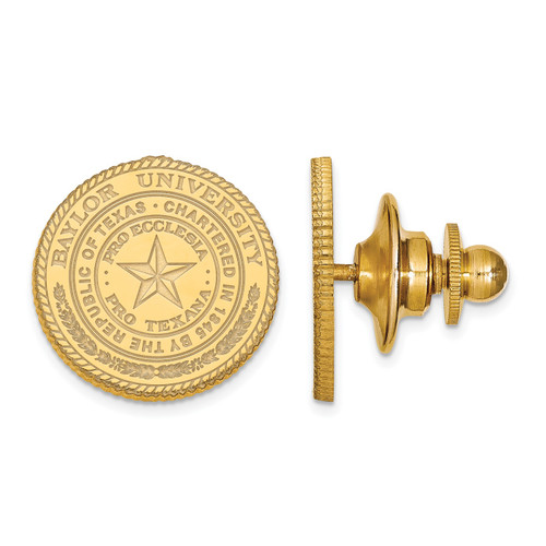 Baylor Bears Sterling Silver Gold Plated Crest Lapel Pin