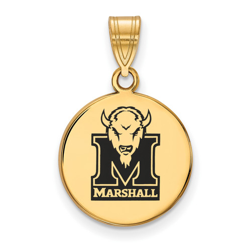 Marshall Thundering Herd Silver Gold Plated Medium Enameled Disc Pendant
