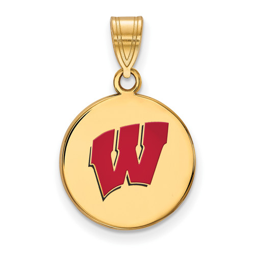 Wisconsin Badgers Logo Art Sterling Silver Gold Plated Charm