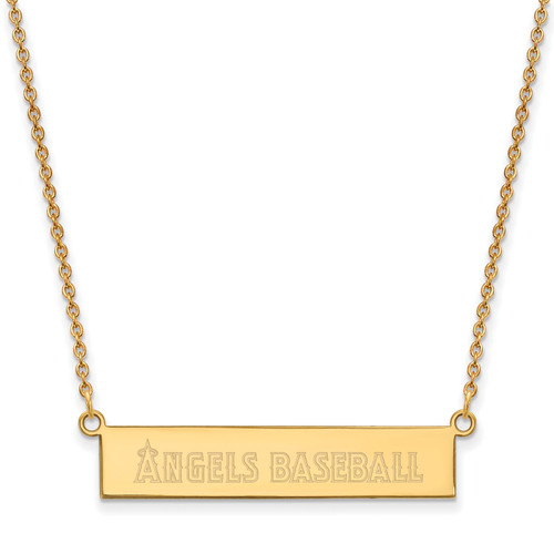 Los Angeles Angels Sterling Silver Gold Plated Bar Necklace