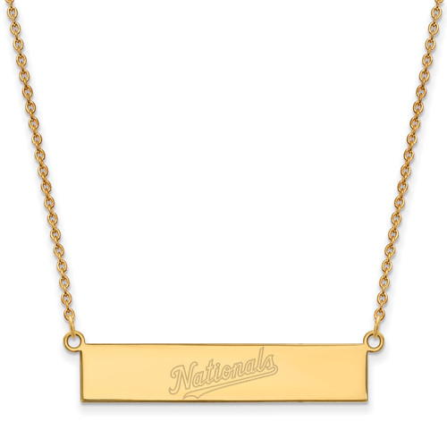 Washington Nationals Logo Art Sterling Silver Gold Plated Bar Necklace