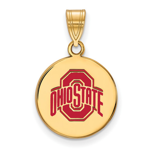 Ohio State Buckeyes Silver Gold Plated Medium Enameled Disc Pendant