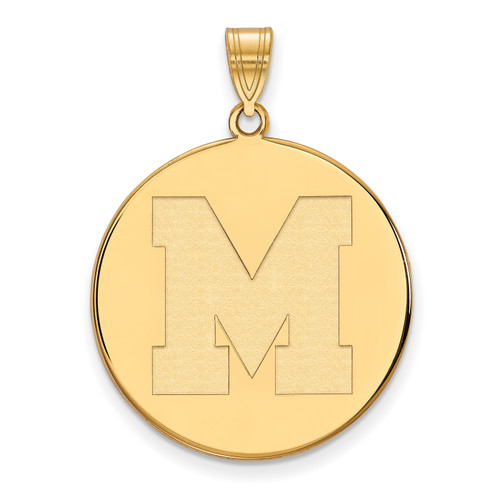 Memphis Tigers Sterling Silver Gold Plated Extra Large Disc Pendant