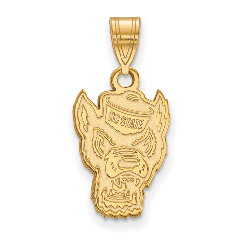 NC State Wolfpack Sterling Silver Gold Plated Medium Pendant