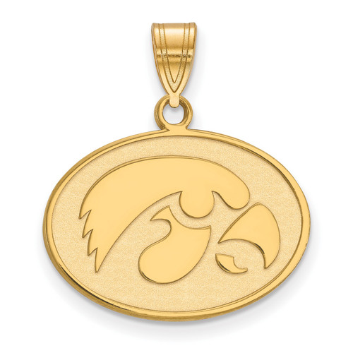 Iowa Hawkeyes Sterling Silver Gold Plated Medium NCAA Pendant