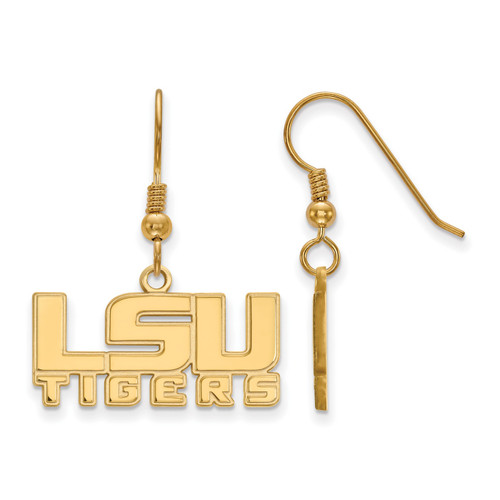 Lsu Tigers Logo Art Sterling Silver Gold Plated Dangle Earrings