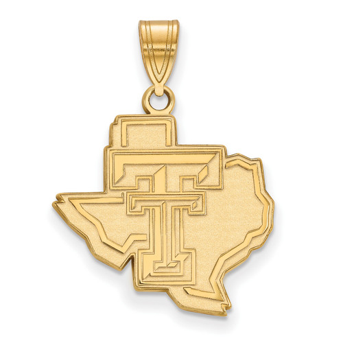 Texas Tech Red Raiders Sterling Silver Gold Plated Large NCAA Pendant