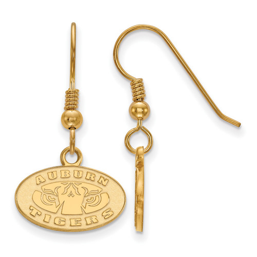Auburn Tigers Sterling Silver Gold Plated Extra Small Dangle Earrings