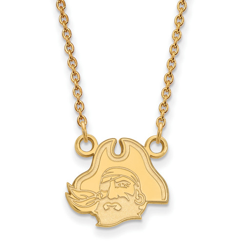 East Carolina Pirates Logo Art Sterling Silver Gold Plated Small Charm Necklace