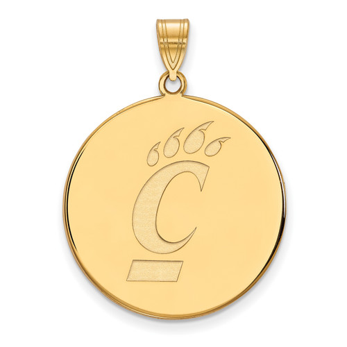 Cincinnati Bearcats Sterling Silver Gold Plated Extra Large Disc Pendant