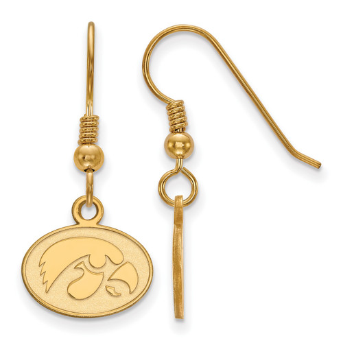 Iowa Hawkeyes Silver Gold Plated Extra Small Dangle Earrings