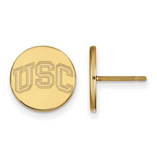 USC Trojans Sterling Silver Gold Plated Extra Small Disc Earrings
