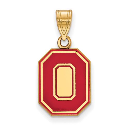 Ohio State Buckeyes Silver Gold Plated Medium Enameled NCAA Pendant