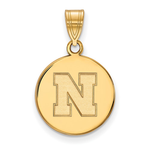 Nebraska Cornhuskers Sterling Silver Gold Plated Medium Disc Pendant