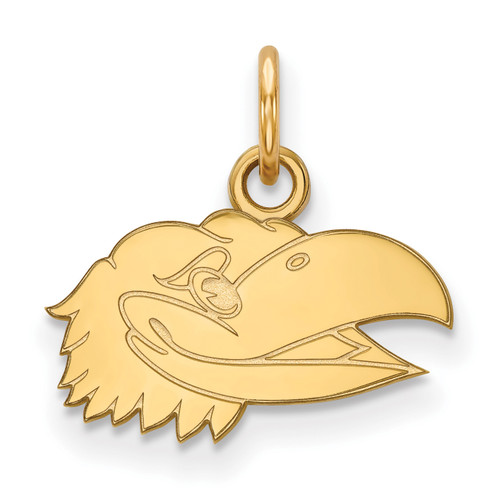 Kansas Jayhawks Sterling Silver Gold Plated Extra Small NCAA Pendant