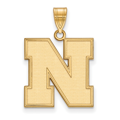 Nebraska Cornhuskers Sterling Silver Gold Plated Large Pendant