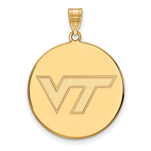 Virginia Tech Hokies Sterling Silver Gold Plated Extra Large Disc Pendant