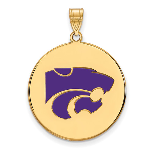 Kansas State Wildcats Silver Gold Plated Extra Large Enameled Disc Pendant