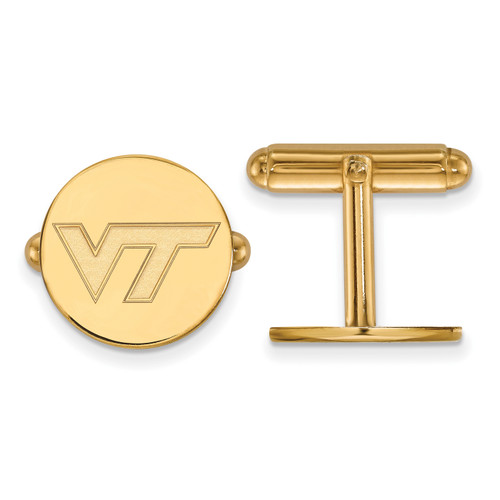 Virginia Tech Hokies Logo Art Sterling Silver Gold Plated Cuff Links