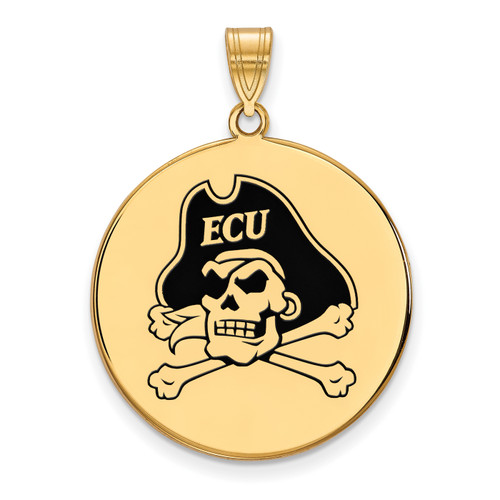 East Carolina Pirates Logo Art Sterling Silver Gold Plated Extra Large Pendant