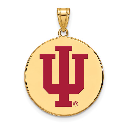 Indiana Hoosiers Sterling Silver Gold Plated Extra Large Enameled Disc Pendant