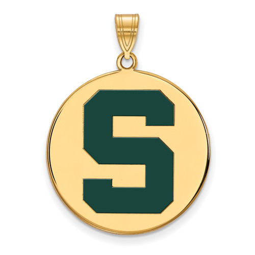 Michigan State Spartans Sterling Silver Gold Plated Extra Large Pendant