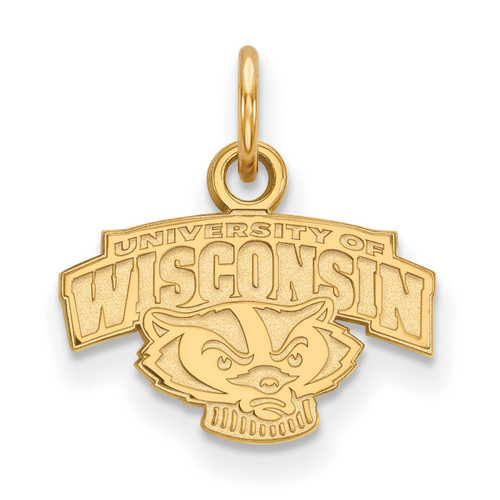 Wisconsin Badgers Logo Art Sterling Silver Gold Plated Extra Small Pendant