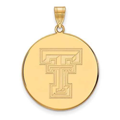 Texas Tech Red Raiders NCAA Ss Gold Plated Extra Large Disc Pendant