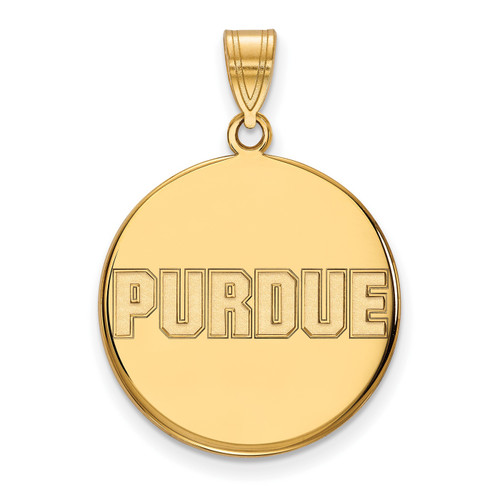 Purdue Boilermakers Sterling Silver Gold Plated Large Disc Pendant
