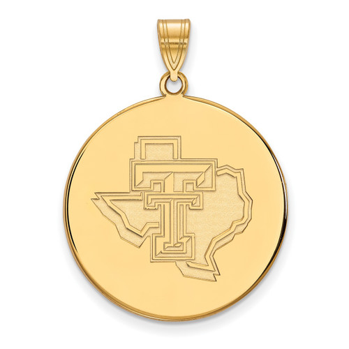 Texas Tech Red Raiders NCAA Ss Gold Plated Extra Large Disc NCAA Pendant