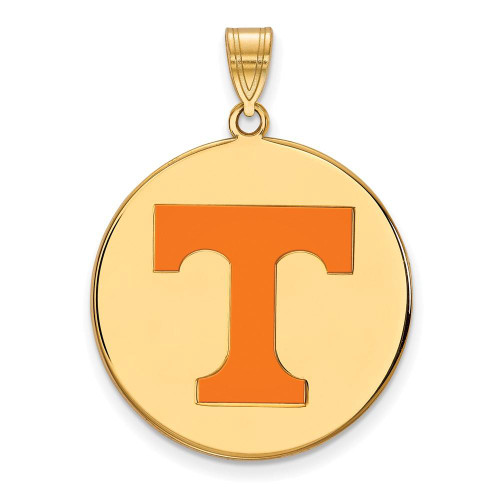 Tennessee Volunteers Sterling Silver Gold Plated Extra Large Enameled Disc Pendant