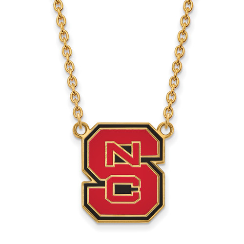 North Carolina State Sterling Silver Gold Plated Lg Charm Necklace