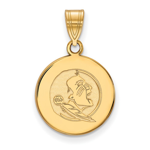 Florida State Seminoles Sterling Silver Gold Plated Medium Disc Pendant