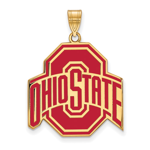 Ohio State Buckeyes Sterling Silver Gold Plated Extra Large Enameled Pendant