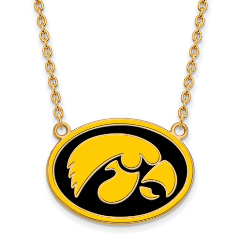 Iowa Hawkeyes Sterling Silver Gold Plated Large Pendant Necklace