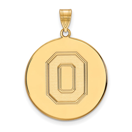 Ohio State Buckeyes Sterling Silver Gold Plated Extra Large Disc Pendant