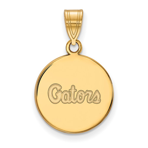 Florida Gators Sterling Silver Gold Plated Medium Disc Pendant