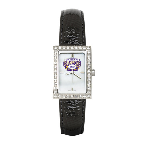 LSU Tigers Women's Allure Black Leather Watch