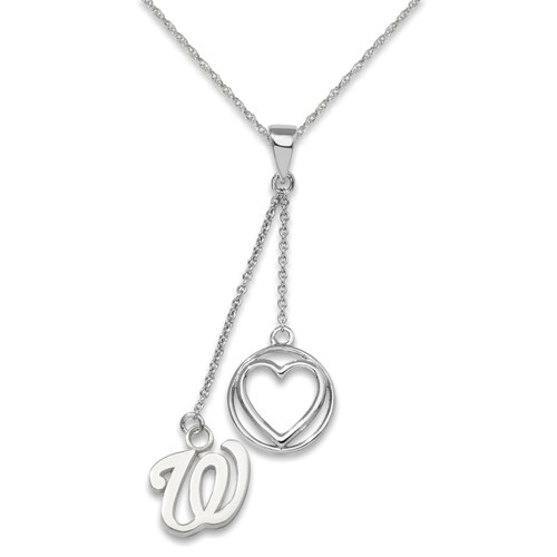 Washington Nationals Sterling Silver Heart Necklace