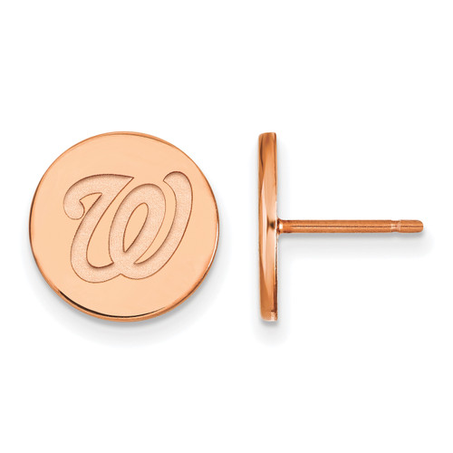 Washington Nationals Sterling Silver Rose Gold Plated Small Disc Earrings