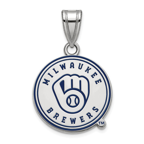 Milwaukee Brewers Logo Art Sterling Silver Medium Pendant