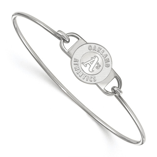 Oakland Athletics Sterling Silver Wire Bangle Bracelet