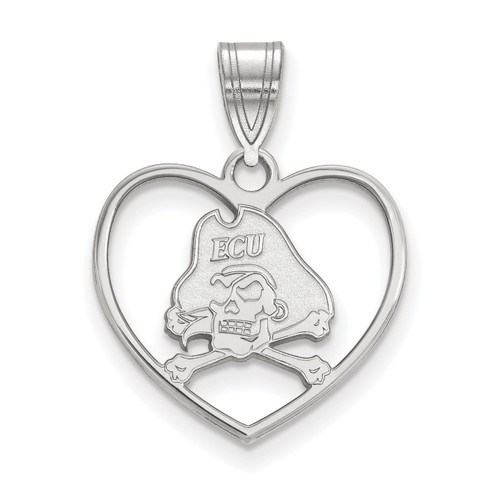East Carolina Pirates Sterling Silver Heart Pendant